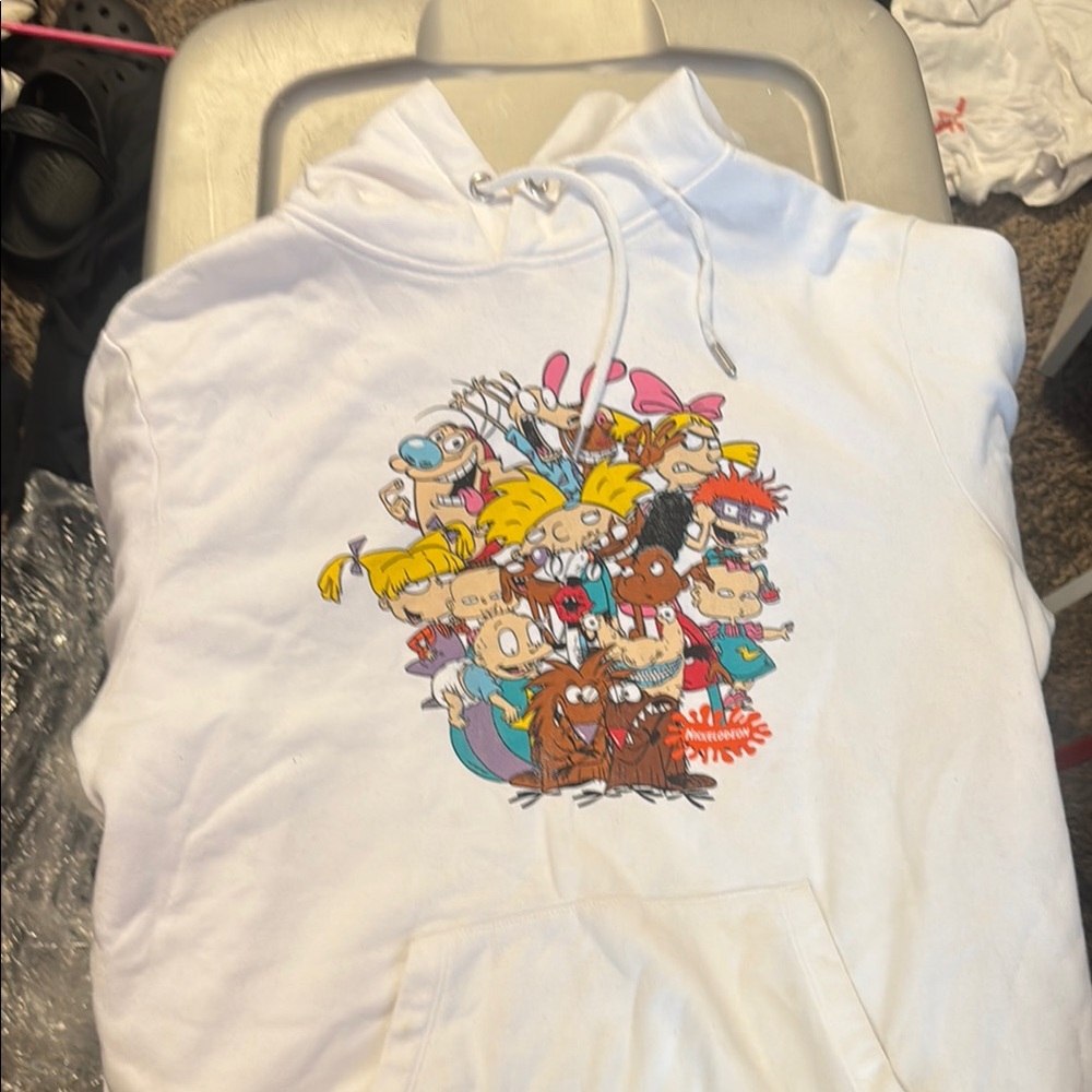 Nickelodeon White Hoodie with Cartoon Characters
